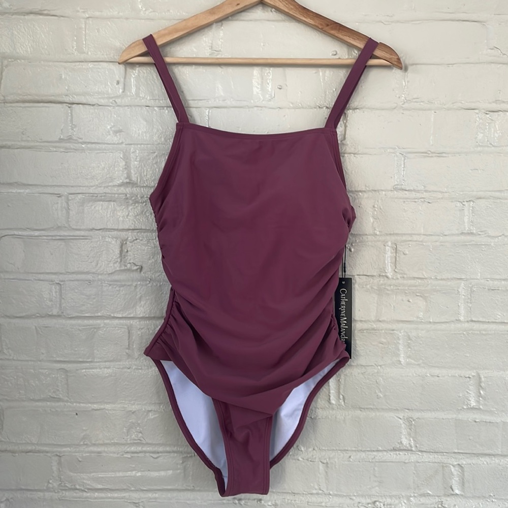 Catherine Malandrino Women’s One Piece Bathing Suit: Crushed Berry- Size L